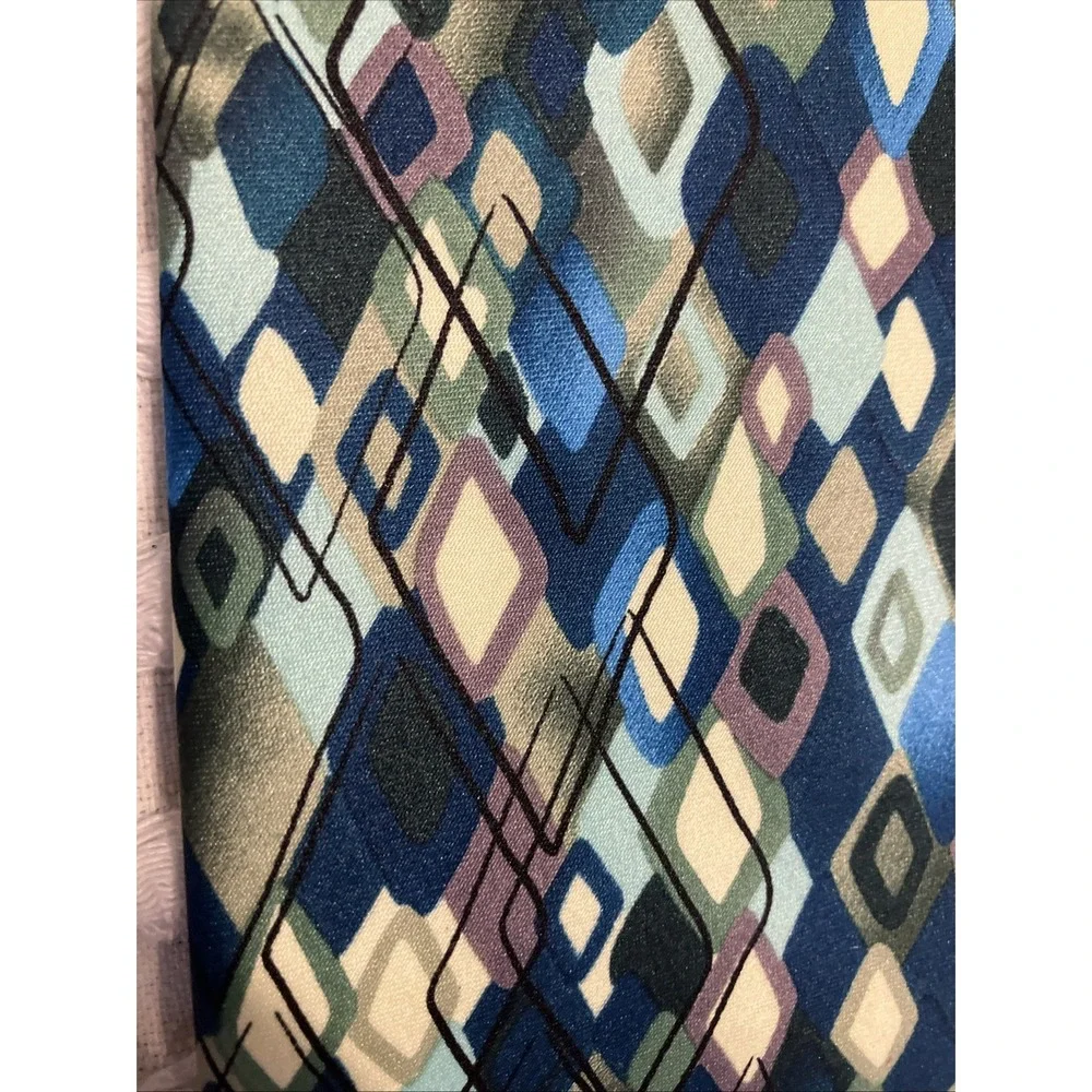 J. Garcia Mens Necktie Blue Green Geometric Diamond‎ Silk Art Series Tie 60 Inch